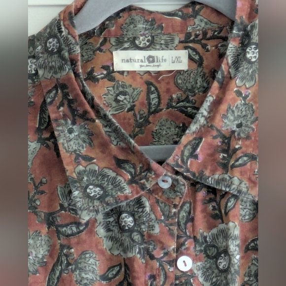 Natural Life Button Down Maxi, Floral Shirt Dress L/XL - Picture 2 of 4